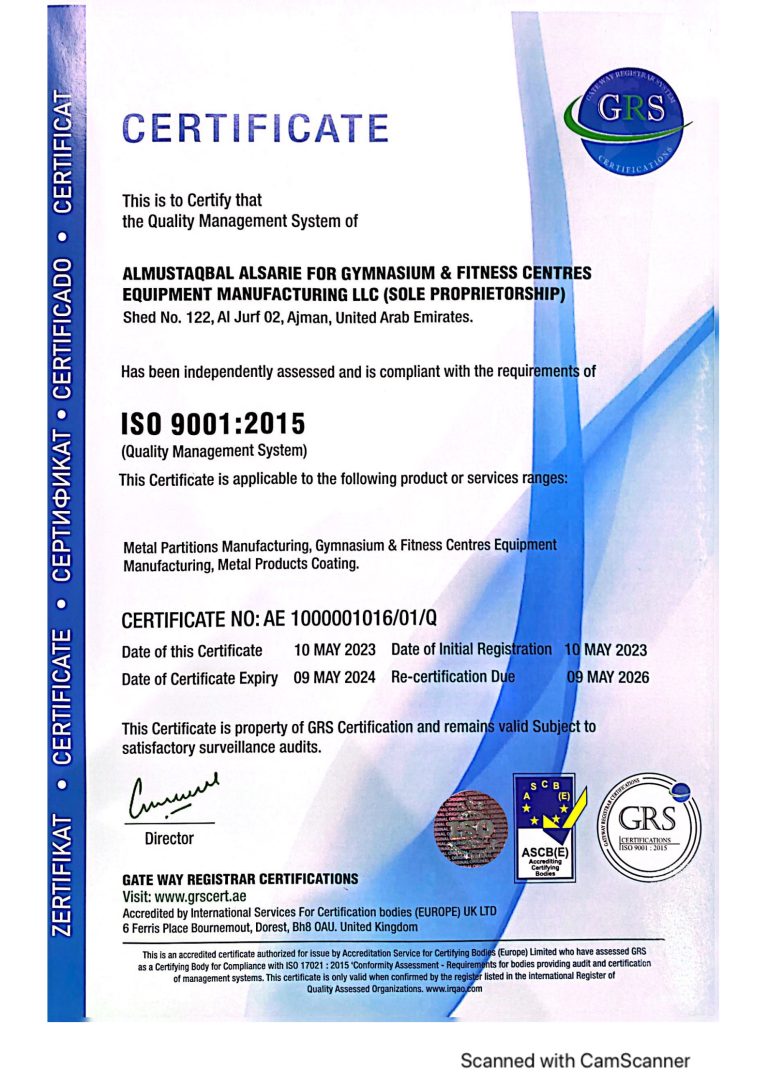 ISO 9001:2015 Quality Management certificate