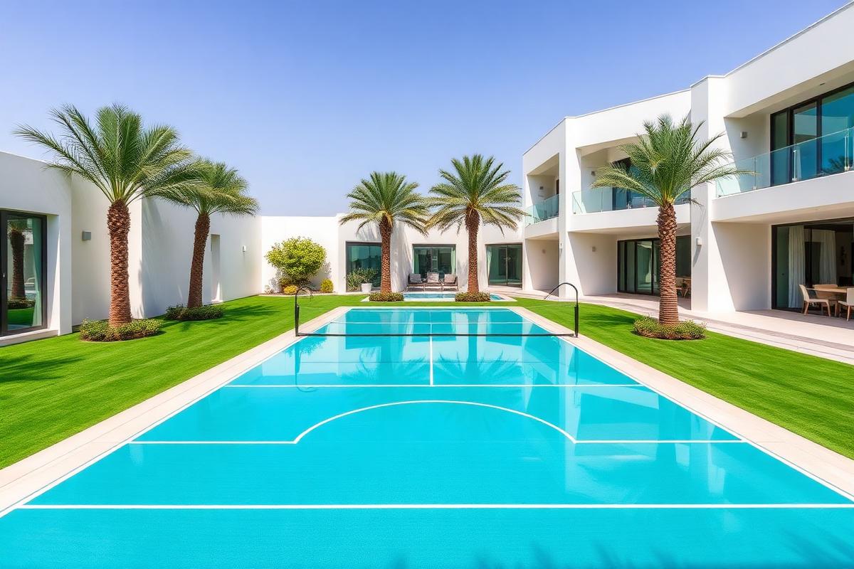 Private padel court built in a luxury UAE villa courtyard